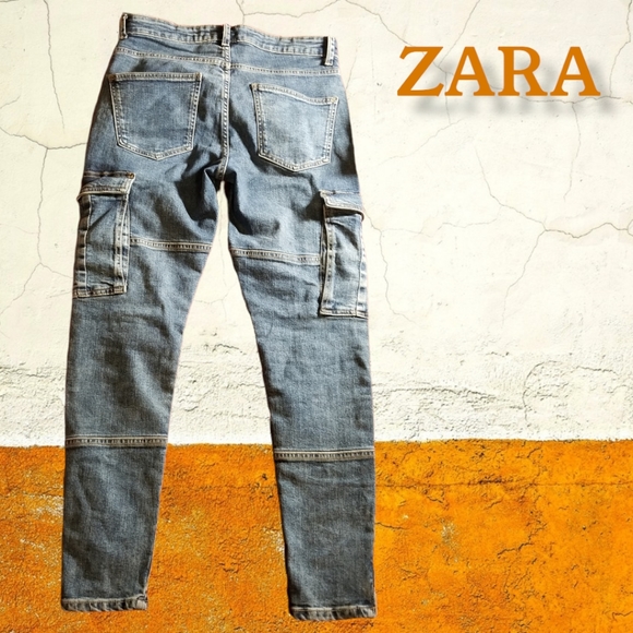 Zara Zippered Cargo Jeans 30x28 - Picture 3 of 5